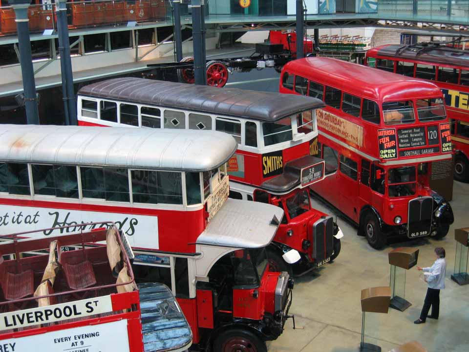 Some old buses at the London Transport Museum